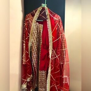 Red and golden Indian dress